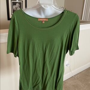 Ellen Tracy Green Studded Short Sleeve Tee